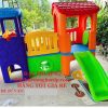 Nhà khối Cầu trượt cho bé. Nhà khối liên hoàn 2 mái cầu trượt nhập khẩu – Giao hàng & Lắp đặt toàn quốc